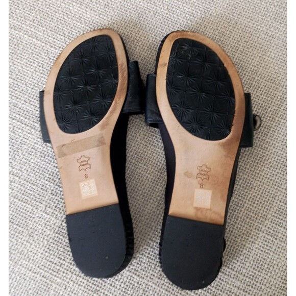 TARYN by TARYN ROSE Fabric & Black Leather Sandals Slides with Buckles Size 8 - Picture 5 of 7